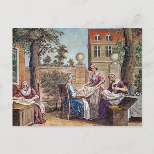Carte Postale La fabrication de la soie, gravée par J. Hinton (Devant)