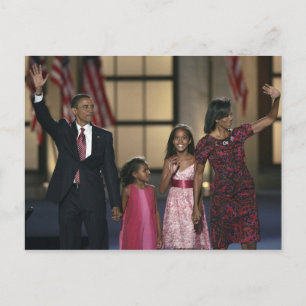 Carte Postale la famille de Barak Obama fait signe la dernière n