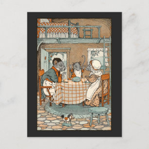 Carte Postale La famille de rats s'installe pour le petit-déjeun