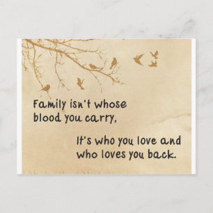 Carte Postale La famille n'est pas toujours du sang - attention 