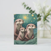 Carte Postale La famille Otter dans un océan étoilé (Debout devant)