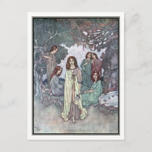 Carte Postale La fée du jardin par Edmund Dulac (Devant)