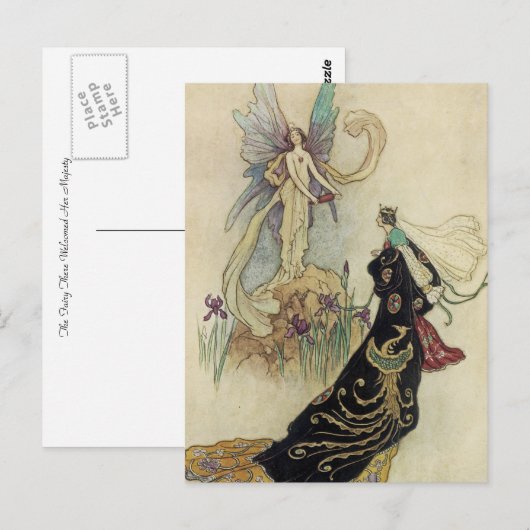 Carte Postale La Fée Là-Bas A Accueilli Sa Majesté (Devant / Derrière)