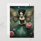 Carte Postale La fée noire dans le jardin de pivoines (Devant / Derrière)