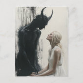 Carte Postale La femme blonde et le démon noir (Devant)