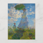Carte Postale La femme de Monet avec parasol<br><div class="desc">Une femme au parasol a été peinte par le peintre impressionniste Claude Monet en 1875.  Le tableau est de Madame Monet et de son fils. Ce chef-d'oeuvre classique est rempli de lumière et de douceur dans les tons pastel et lumineux de bleu et vert.</div>