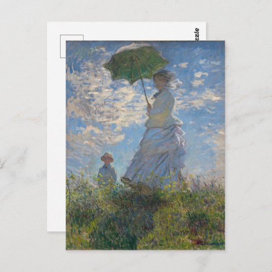Carte Postale La femme de Monet avec parasol, Paysage impression (Devant / Derrière)
