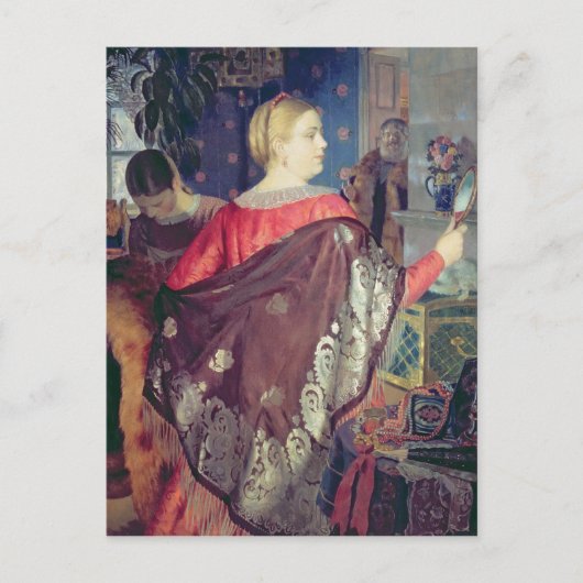 Carte Postale La femme du commerçant avec un miroir (Devant)