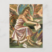 Carte Postale La femme écrivain pense aquarelle peinture (Devant)