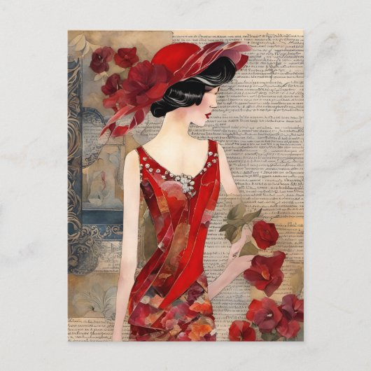 Carte Postale La Femme en collier rouge (Devant)