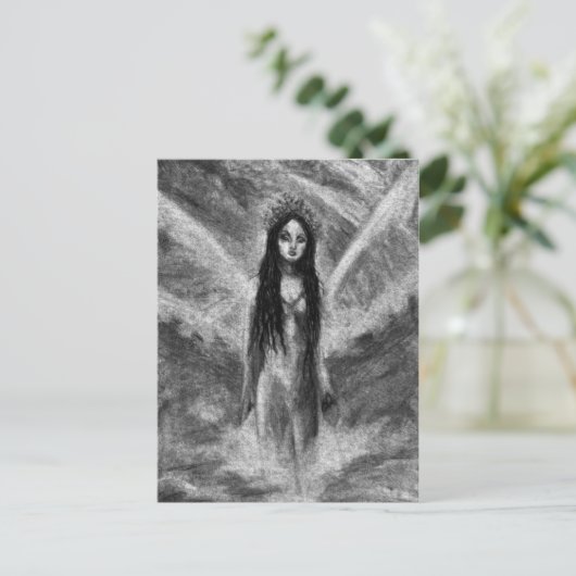 Carte Postale La Femme Gothique Fée Ange Noir Originale de La Lu (Debout devant)