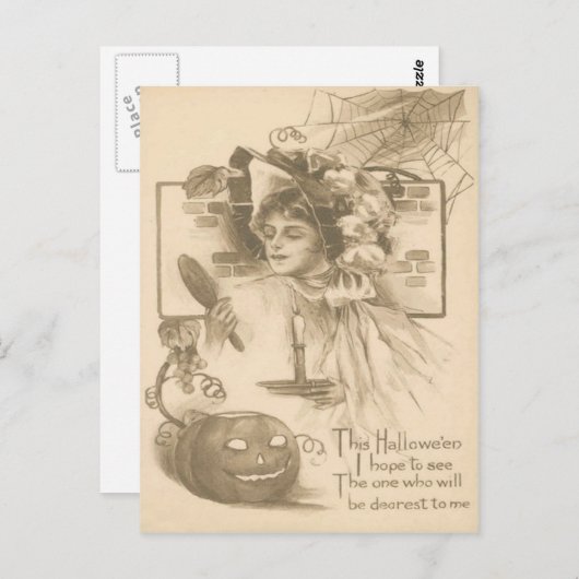 Carte Postale La femme Jack O' Lantern Spider Web (Devant / Derrière)