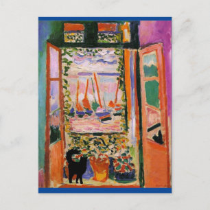 Carte Postale La fenêtre ouverte avec parodie de chat noir