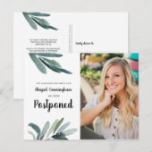 Carte Postale La fête de graduation reporte l'aquarelle verte (Devant / Derrière)