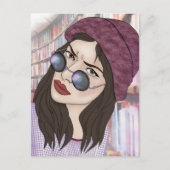 Carte Postale La fille à la bibliothèque (Devant)
