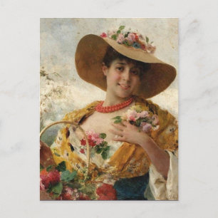 Carte Postale La fille aux fleurs