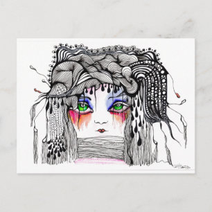 Carte Postale La fille aux larmes rouges