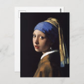 Carte Postale La Fille Avec La Perle Élevant Vermeer (Devant / Derrière)