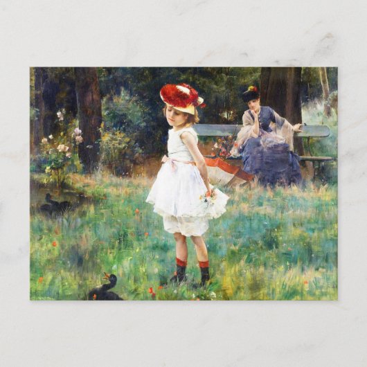 Carte Postale La fille avec les canards par Alfred Stevens (Devant)
