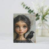 Carte Postale La Fille avec un Oiseau Noir (Debout devant)