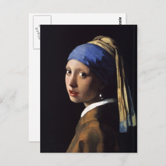 Carte Postale La fille de Johannes Vermeer avec une oreille perl (Devant / Derrière)