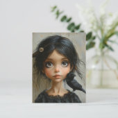 Carte Postale La fille et le corbeau (Debout devant)