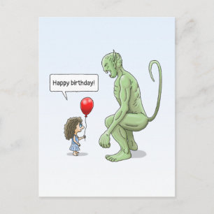 Carte Postale La fille et le grand gamin vert