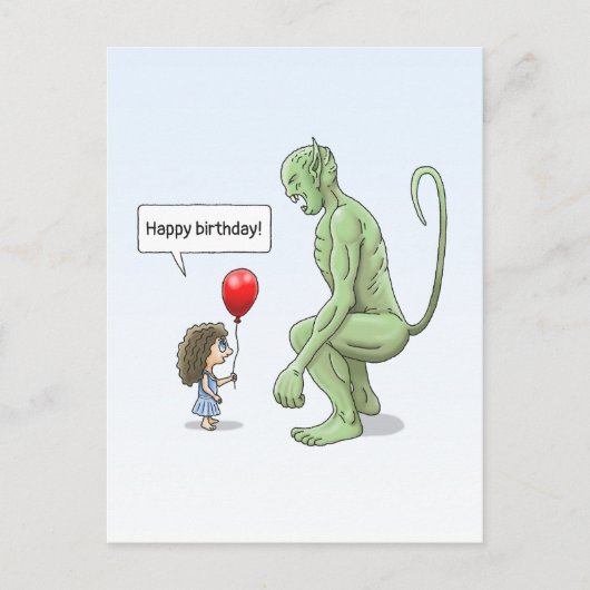 Carte Postale La Fille et le Troll Vert (Devant)