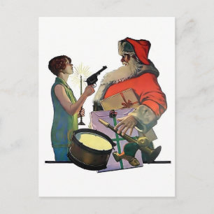 Carte Postale La Flapper et le Père Noël : Fêtes Vintage des Ann