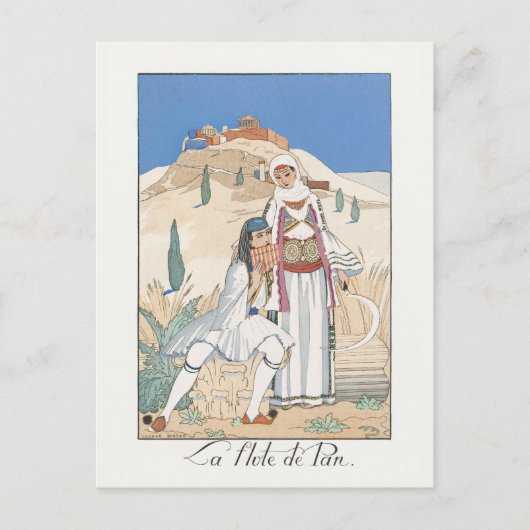 Carte Postale La flûte de Pan par George Barbier (1923) (Devant)