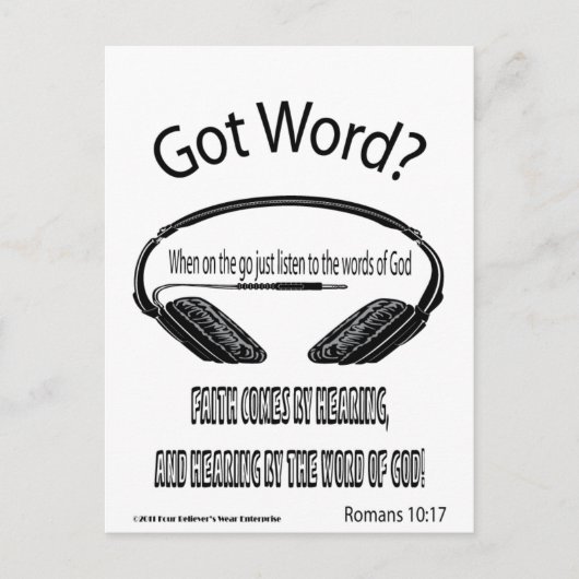 Carte Postale La foi vient en écoutant Design (Avez-vous des mot (Devant)