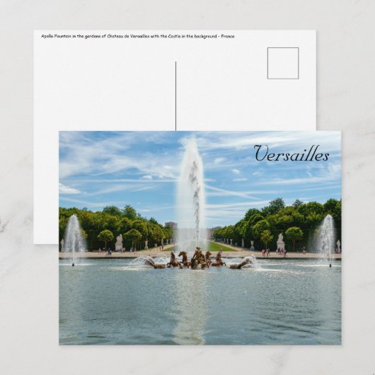 Carte Postale La fontaine Apollo dans les jardins de Versailles (Devant / Derrière)