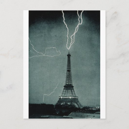 Carte Postale La foudre frappe la Tour Eiffel, 1902 (Devant)