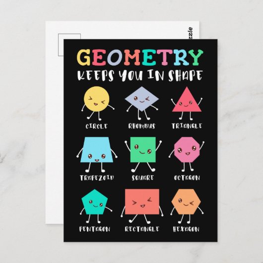 Carte Postale La géométrie vous maintient en forme - Humour math (Devant / Derrière)