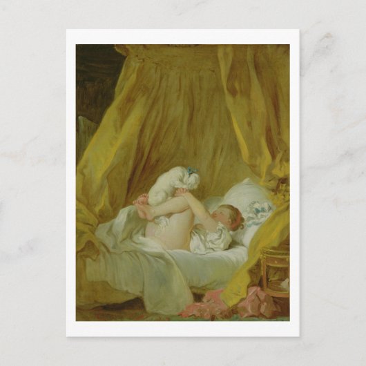 Carte Postale 'La Gimblette', Girl with a Dog, c.1770 (huile sur (Devant)