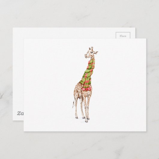 Carte Postale La girafe dans une écharpe (Devant / Derrière)