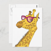 Carte Postale La girafe Hipster (Devant / Derrière)