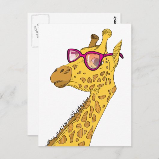 Carte Postale La girafe Hipster (Devant / Derrière)