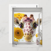 Carte Postale La Giraffe Peeks dans la fenêtre (Devant / Derrière)