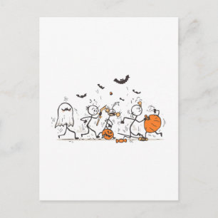 Carte Postale La grande bataille de bonbons d'Halloween – Bâton