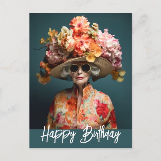 Carte Postale La Grande Dame Flower Casquette (Devant)