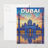 Carte Postale La Grande Mosquée de Dubaï Coucher de soleil des E (Devant / Derrière)