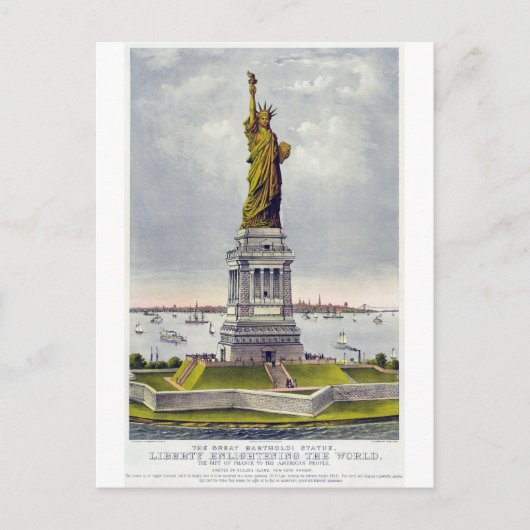 Carte Postale La Grande Statue Bartholdi de Liberty Currie Ives (Devant)