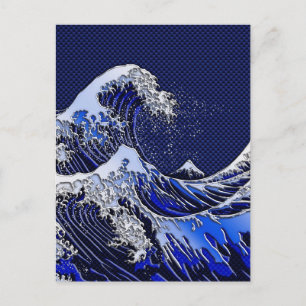 Carte Postale La Grande Vague Hokusai Style Fibre de Carbone