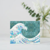 Carte Postale la grande vague irisée de kanigawa (vert) (Debout devant)
