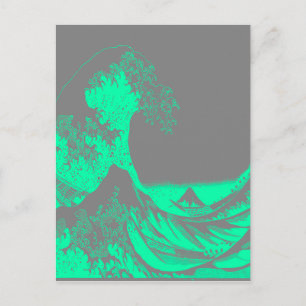 Carte Postale La Grande Vague Marine Vert & Gris