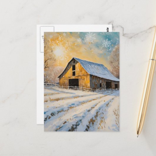 Carte Postale La grange d'hiver (Devant/Arrière en situation)