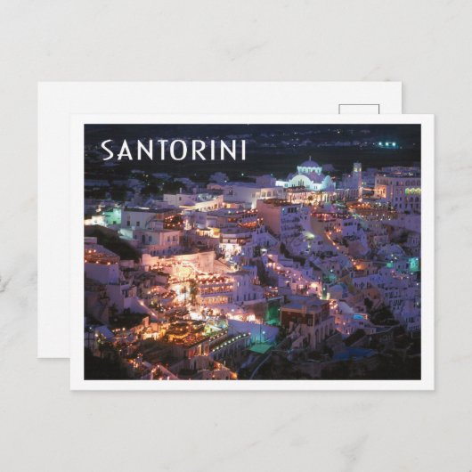 Carte Postale La Grèce de Santorin en Nuit (Devant / Derrière)