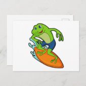 Carte Postale La grenouille comme surfeur avec Surfer (Devant / Derrière)