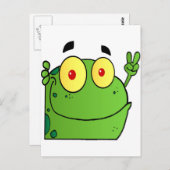 Carte Postale La grenouille qui transforme le signe de la paix (Devant / Derrière)